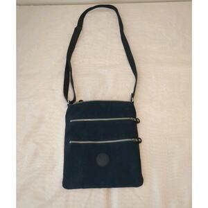Kipling Blue Nylon Boho Crossbody Triple Zip Pouch Bag Outdoor Travel